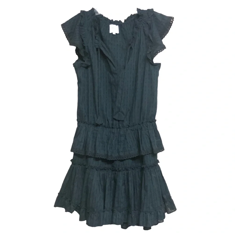 MISA Los Angeles Lilian Black Ruffle Mini Dress - Picture 2 of 9